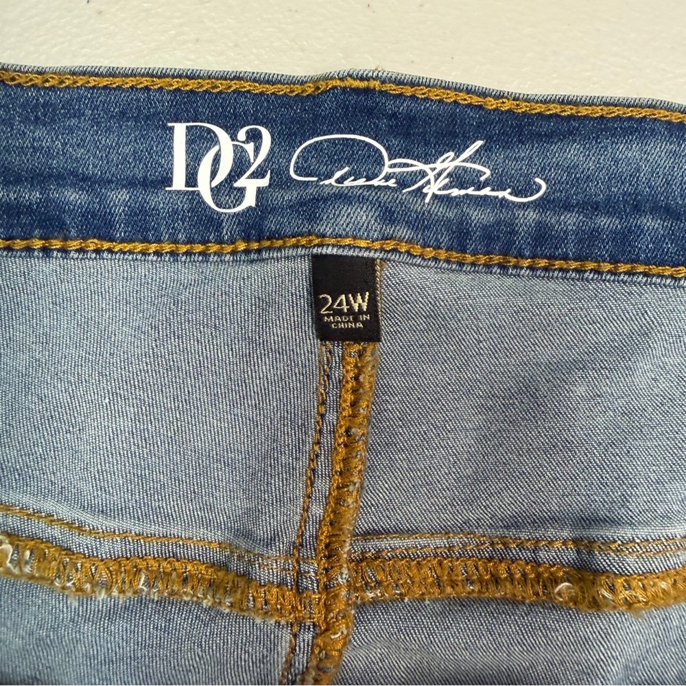 Diane Gilman Signature Studded Blue Denim Straight Jeans Women Size 24W - Picture 7 of 10